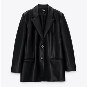 Oversized Faux Zara Leather Blazer